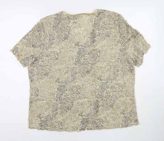 Berkertex Womens Beige Nylon Basic Blouse Size 20 V-Neck