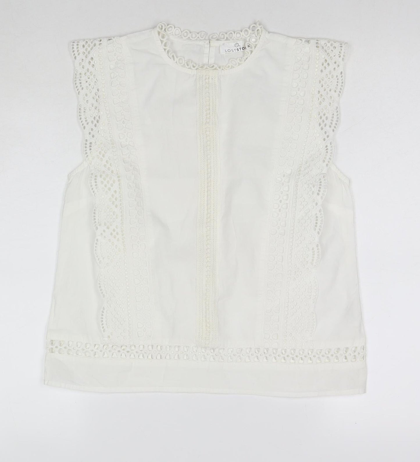 Womens UK Size S Lost Stock White Basic Tank