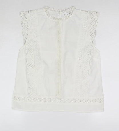 Womens UK Size S Lost Stock White Basic Tank