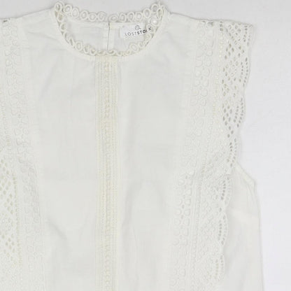 Womens UK Size S Lost Stock White Basic Tank