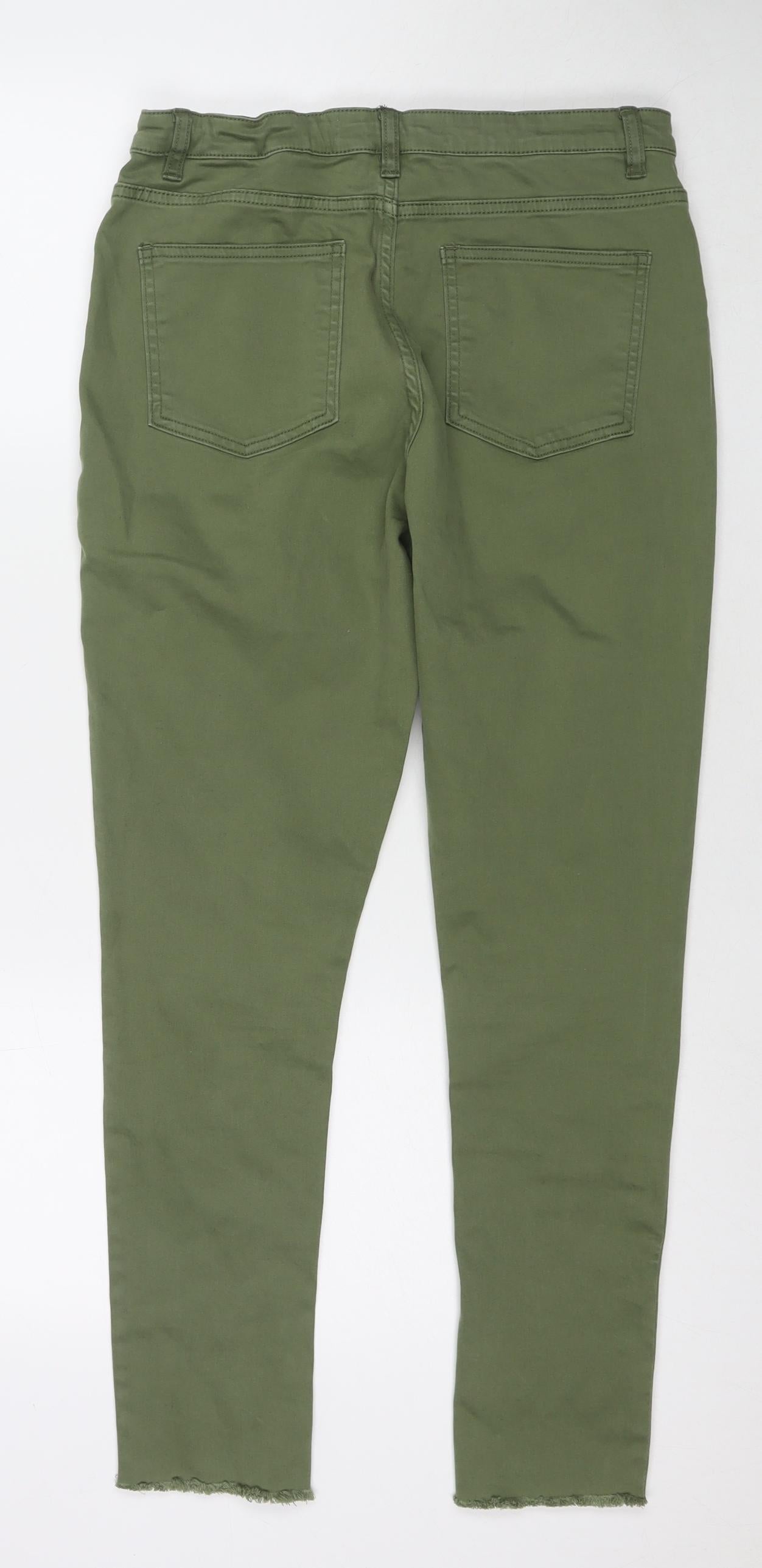 Denim & Co. Girls Green Cotton Skinny Jeans Size 13-14 Years L26 in Regular Zip