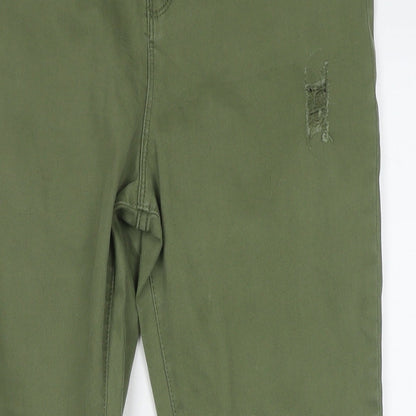 Denim & Co. Girls Green Cotton Skinny Jeans Size 13-14 Years L26 in Regular Zip