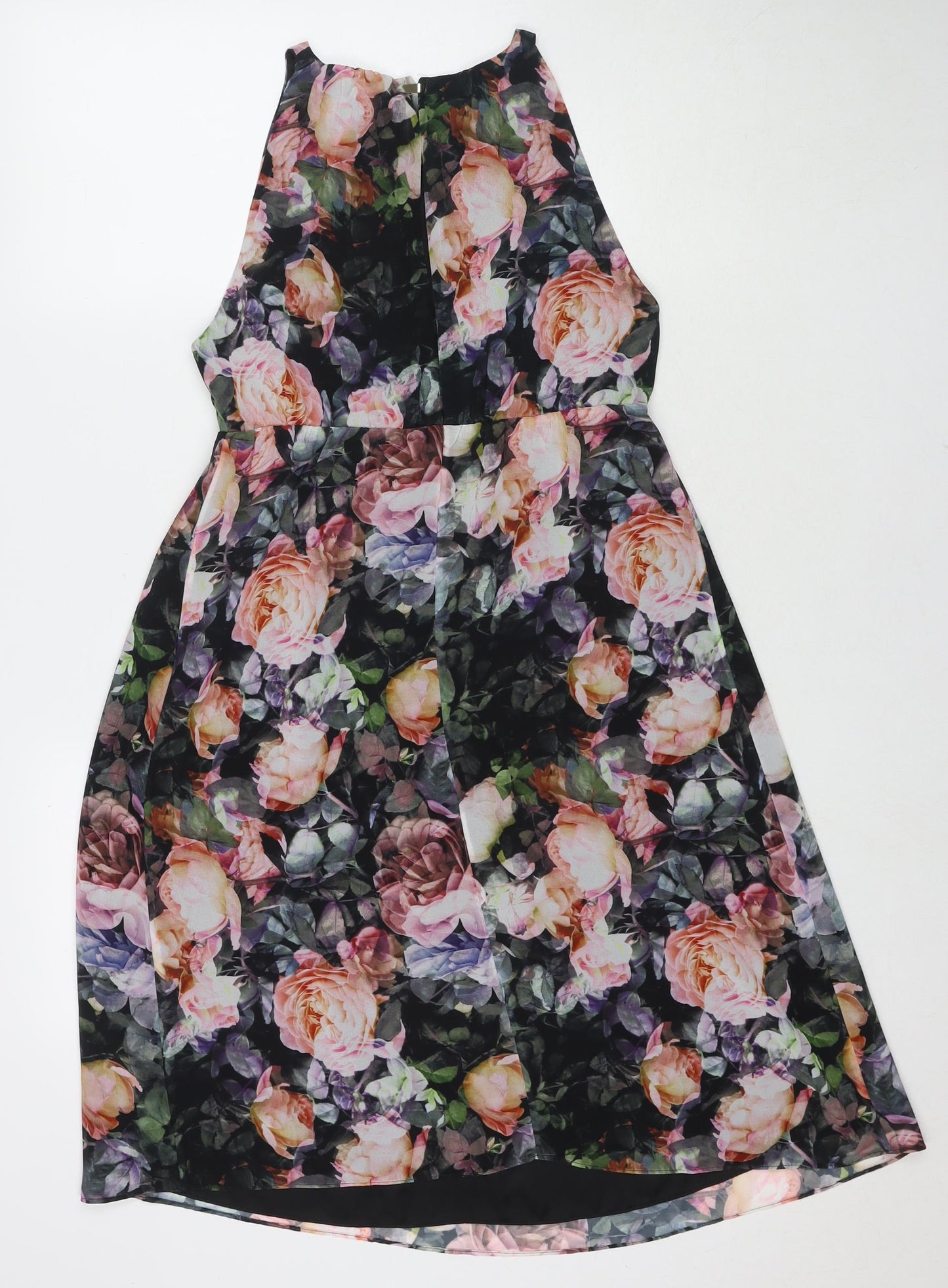 H&M Womens Multicoloured Floral Polyester Tank Dress Size S Round Neck Buckle