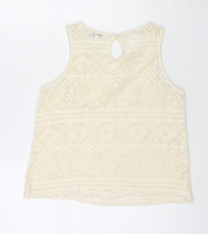 Womens UK Size S Stradivarius Ivory Basic Tank