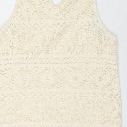 Womens UK Size S Stradivarius Ivory Basic Tank