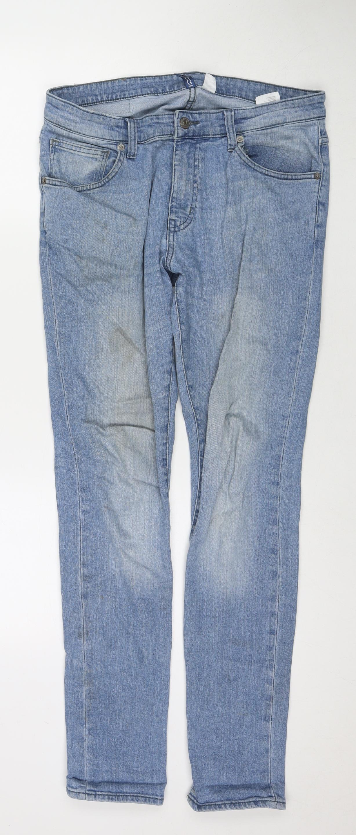 Divided by H&M Mens Blue Cotton Skinny Jeans Size 31 in L32 in Regular Zip