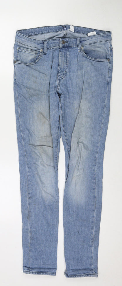 Divided by H&M Mens Blue Cotton Skinny Jeans Size 31 in L32 in Regular Zip