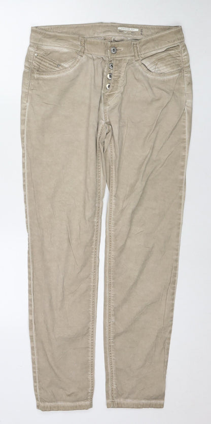 EDC Womens Brown Cotton Trousers Size 8 L30 in Regular Zip