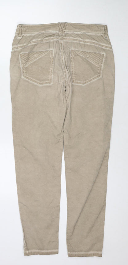 EDC Womens Brown Cotton Trousers Size 8 L30 in Regular Zip
