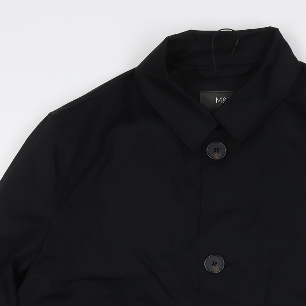 Mens UK Size S Marks and Spencer Black Overcoat