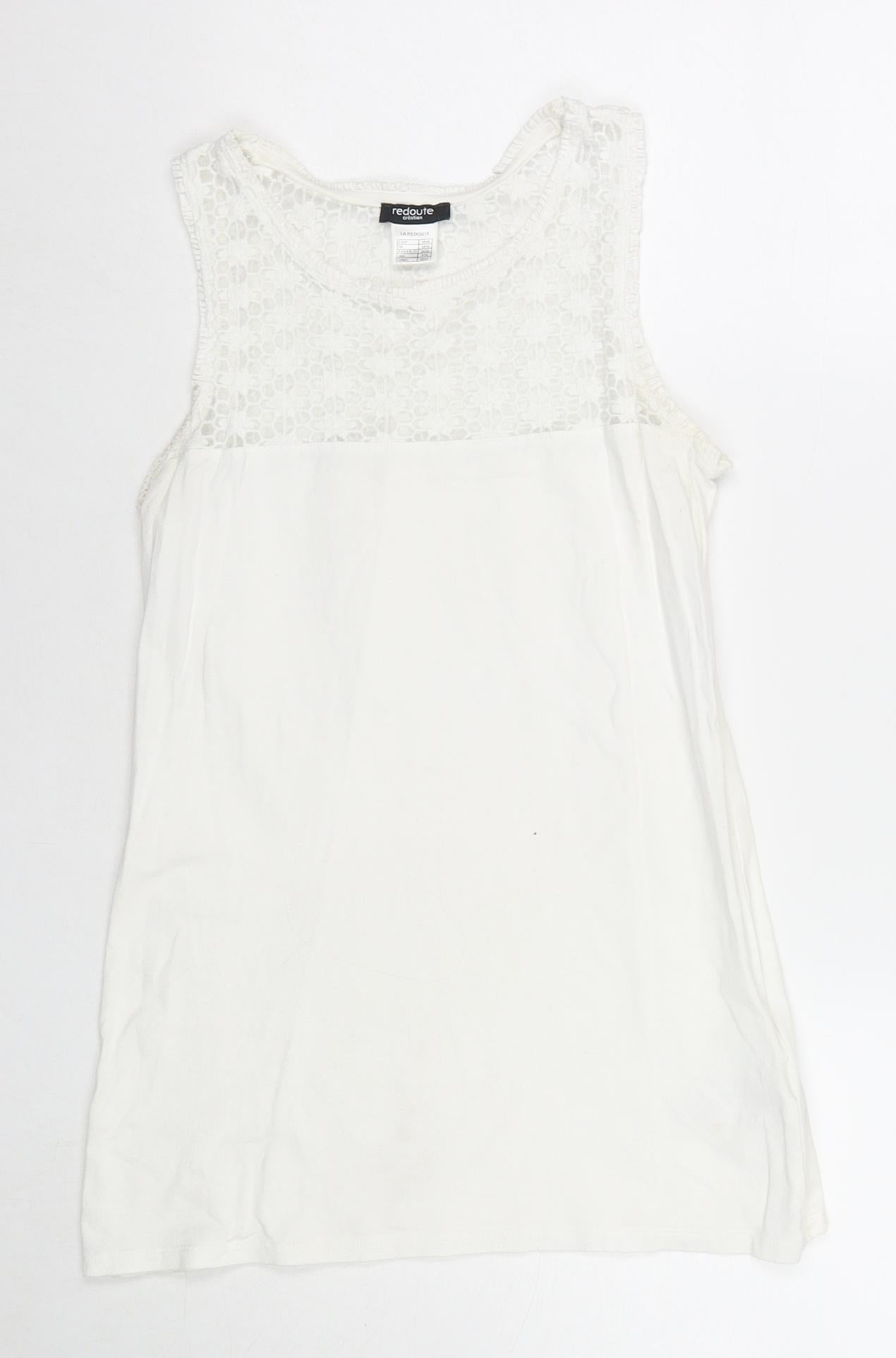 Womens UK Size 10 La Redoute White Basic Tank