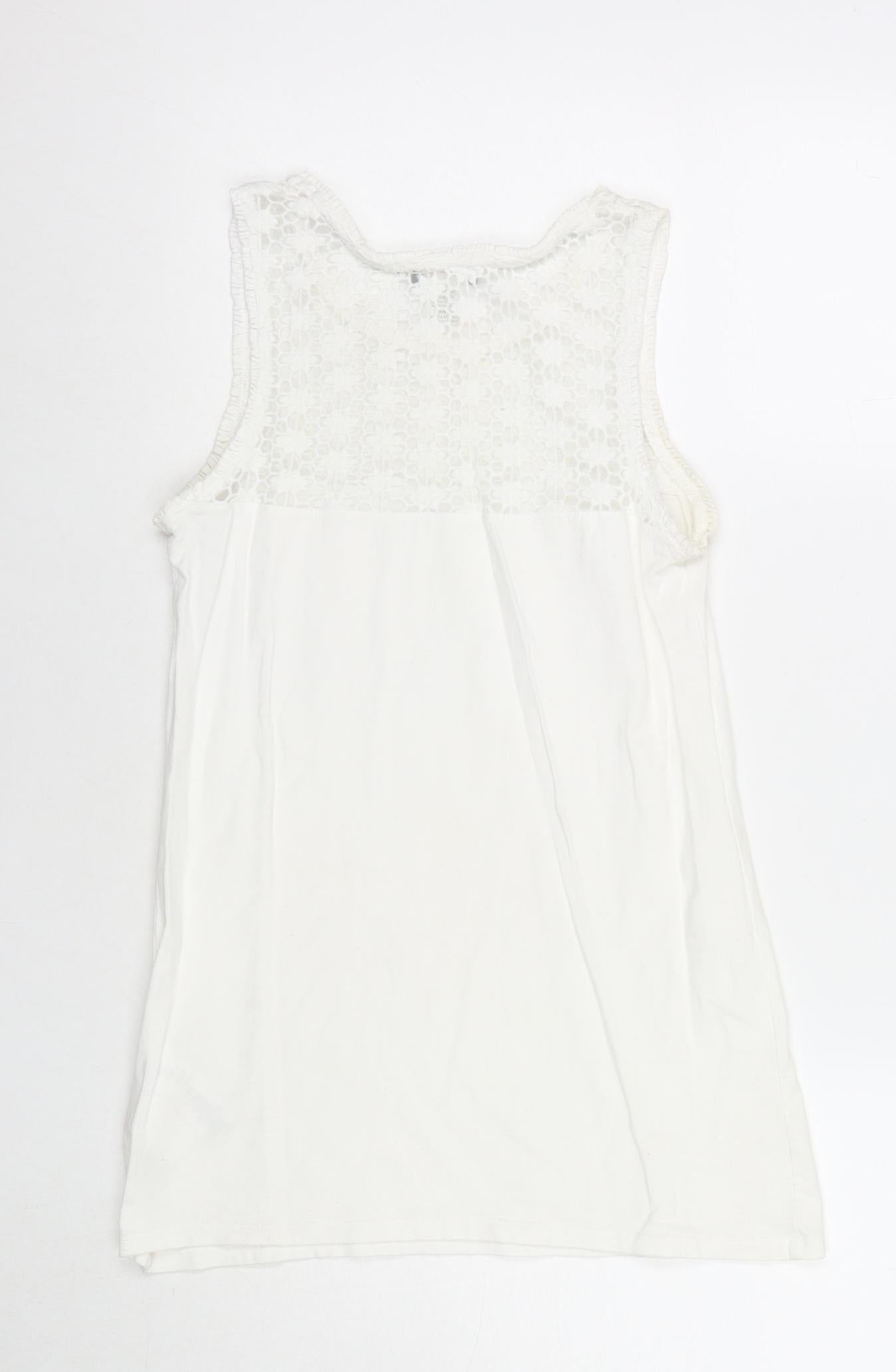 Womens UK Size 10 La Redoute White Basic Tank