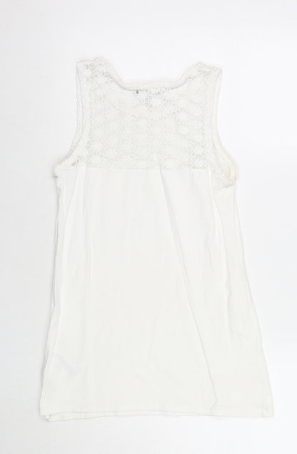 Womens UK Size 10 La Redoute White Basic Tank