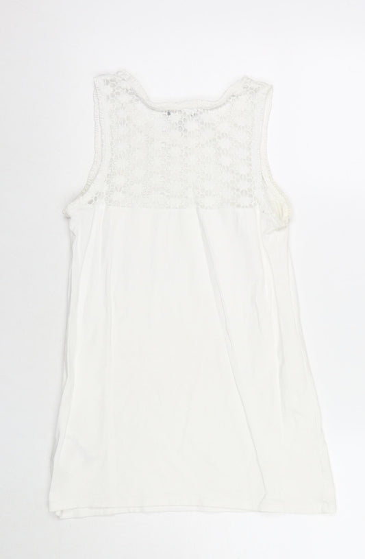 Womens UK Size 10 La Redoute White Basic Tank