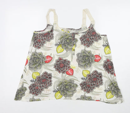 NEXT Womens Multicoloured Floral Cotton Basic Tank Size 14 Round Neck