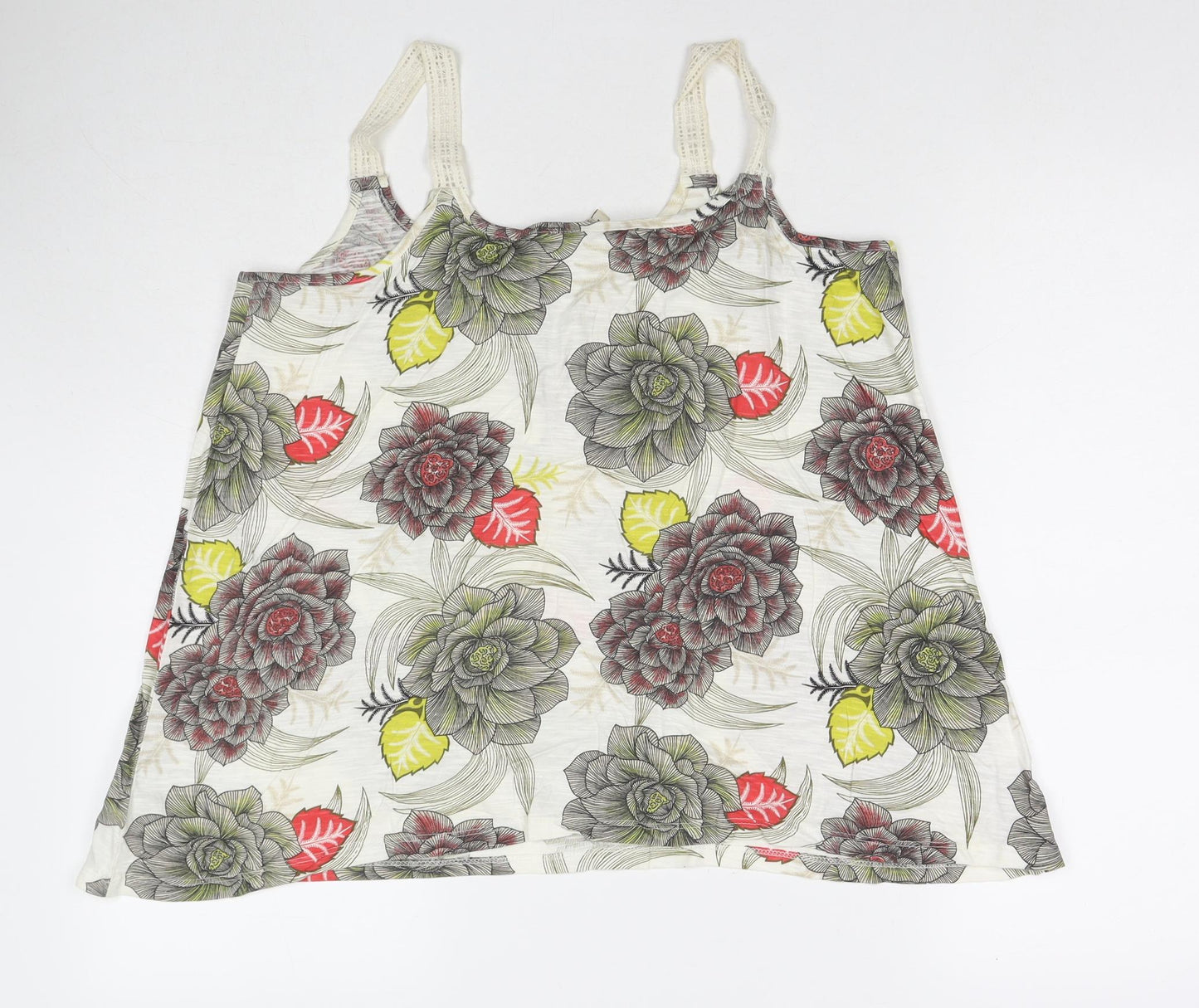 NEXT Womens Multicoloured Floral Cotton Basic Tank Size 14 Round Neck