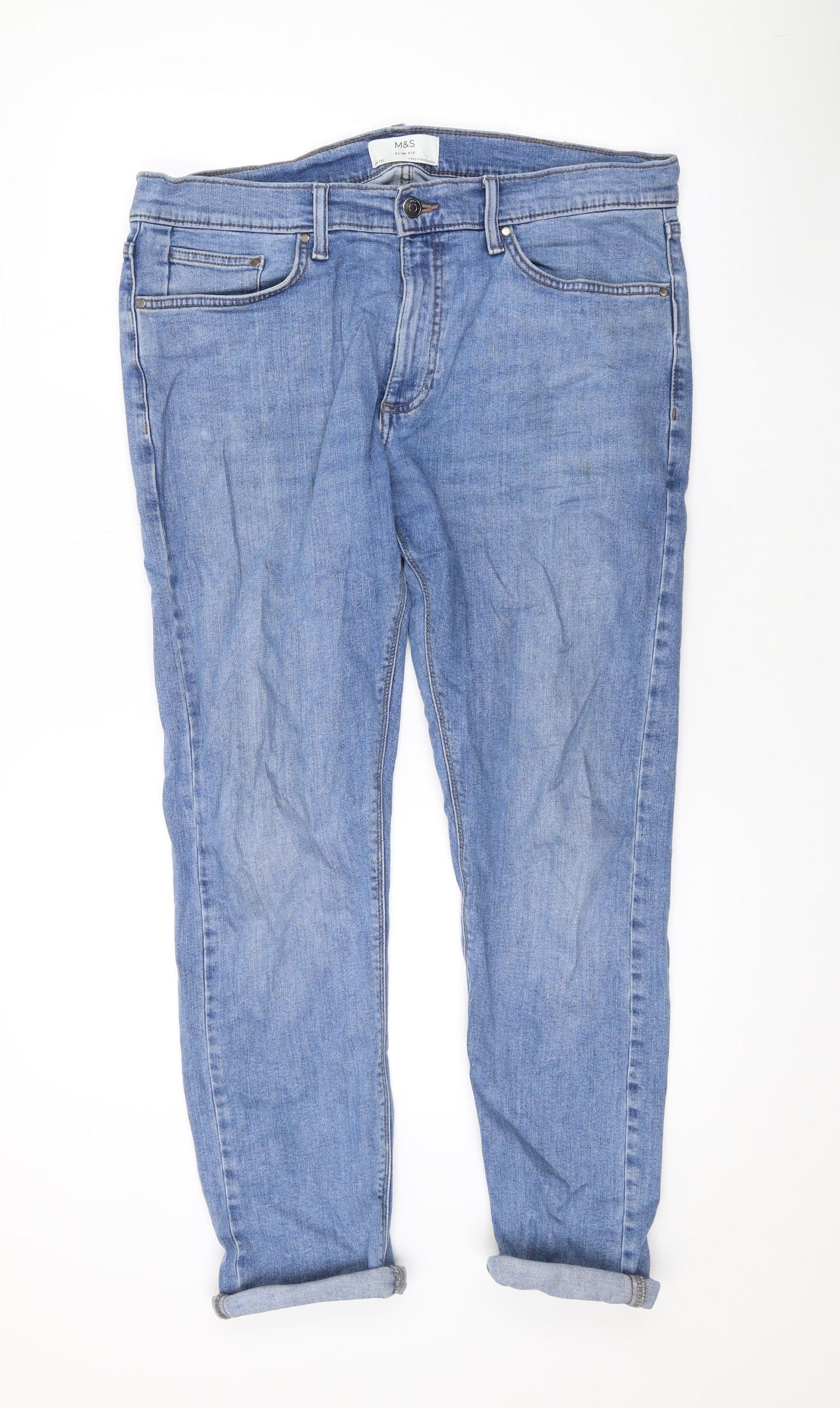 Womens UK Size 34 in Marks and Spencer Regular Fit Straight Blue Jeans