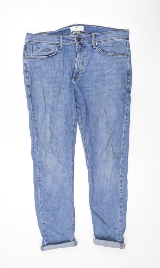 Womens UK Size 34 in Marks and Spencer Regular Fit Straight Blue Jeans