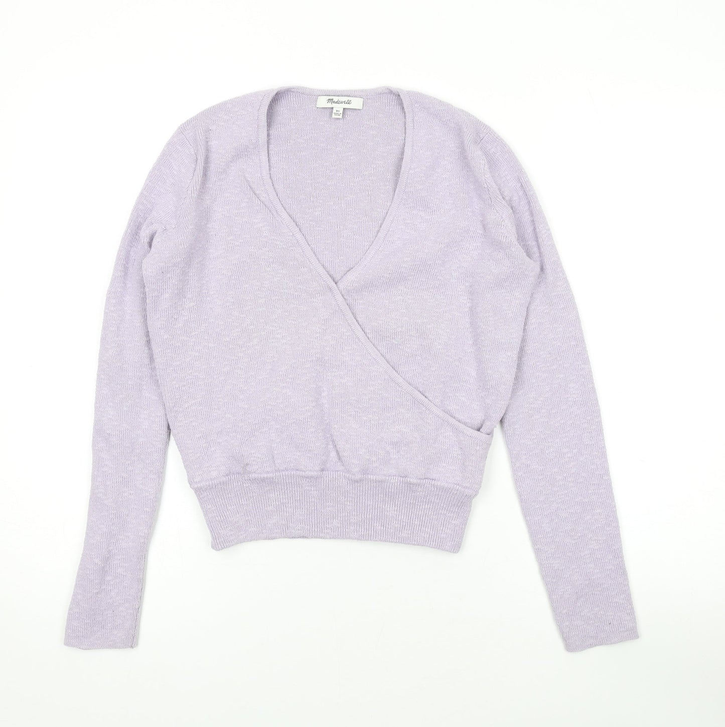 Madewell Womens Purple V-Neck Cotton Pullover Jumper Size XS
