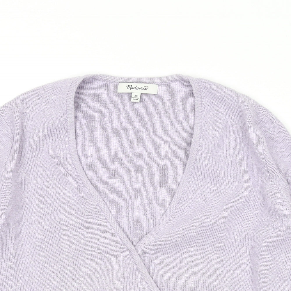 Madewell Womens Purple V-Neck Cotton Pullover Jumper Size XS