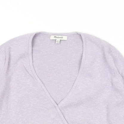 Madewell Womens Purple V-Neck Cotton Pullover Jumper Size XS