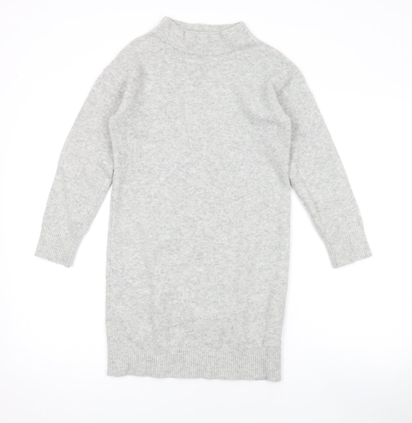 Uniqlo Girls Grey Mock Neck Acrylic Pullover Jumper Size 9-10 Years Pullover