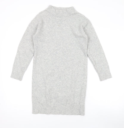 Uniqlo Girls Grey Mock Neck Acrylic Pullover Jumper Size 9-10 Years Pullover
