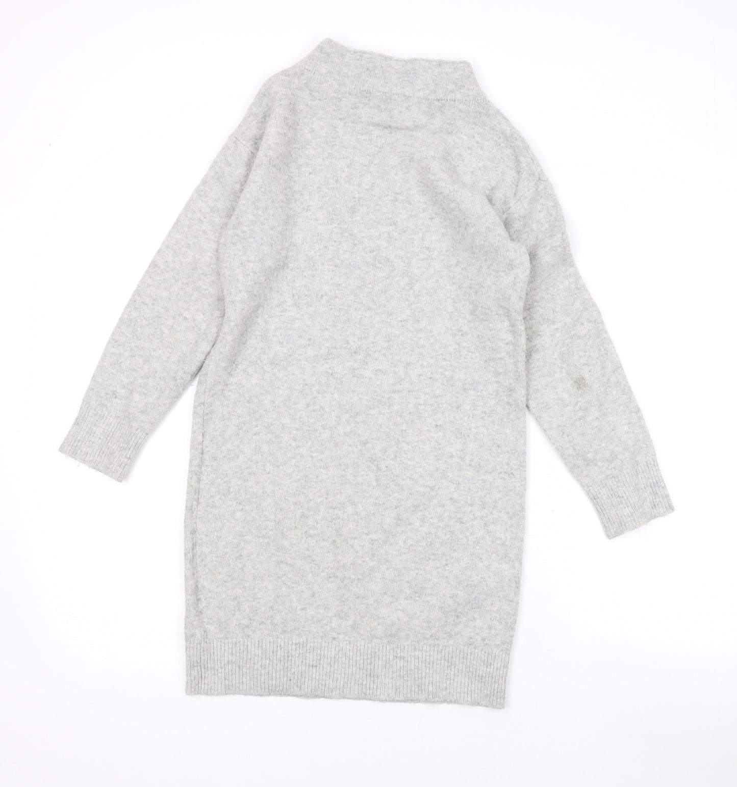 Uniqlo Girls Grey Mock Neck Acrylic Pullover Jumper Size 9-10 Years Pullover