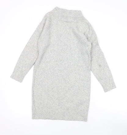 Uniqlo Girls Grey Mock Neck Acrylic Pullover Jumper Size 9-10 Years Pullover