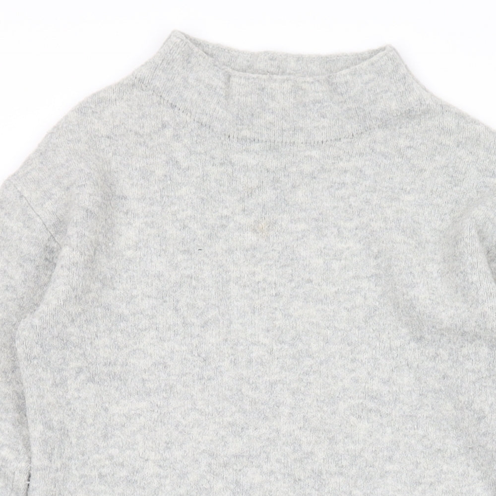 Uniqlo Girls Grey Mock Neck Acrylic Pullover Jumper Size 9-10 Years Pullover