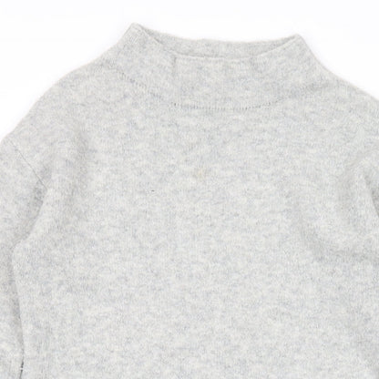 Uniqlo Girls Grey Mock Neck Acrylic Pullover Jumper Size 9-10 Years Pullover