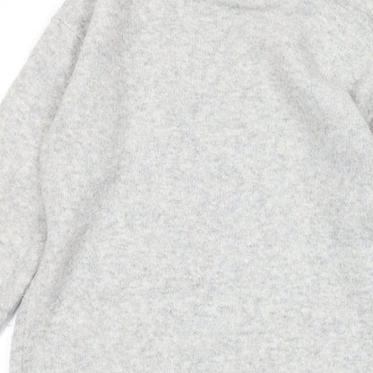 Uniqlo Girls Grey Mock Neck Acrylic Pullover Jumper Size 9-10 Years Pullover