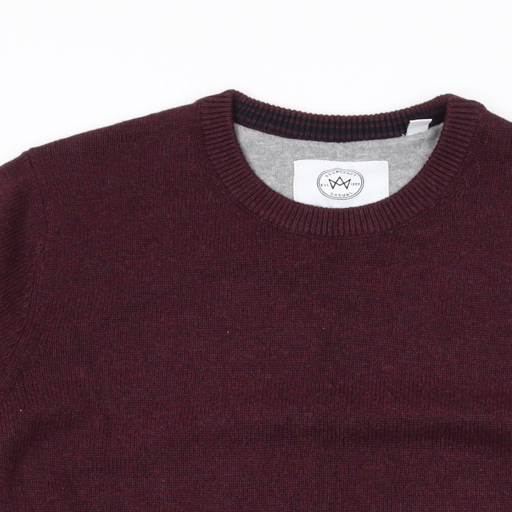 Kronstadt Mens Purple Round Neck Cotton Pullover Jumper Size S Long Sleeve