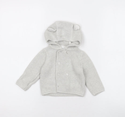 The White Company Baby Grey Coir Cardigan Jumper Size 3-6 Months Button