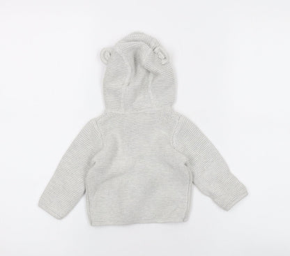 The White Company Baby Grey Coir Cardigan Jumper Size 3-6 Months Button