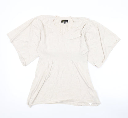 Love Knitwear Womens Beige V-Neck Acrylic Pullover Jumper Size 12