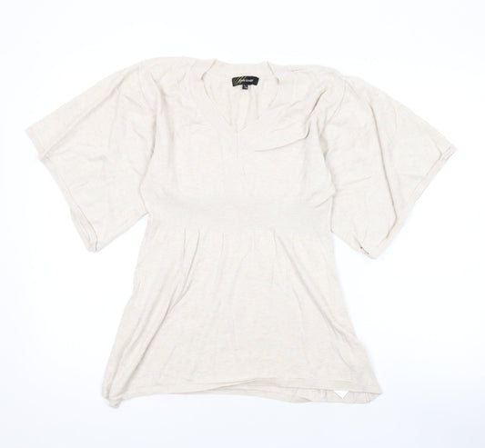 Love Knitwear Womens Beige V-Neck Acrylic Pullover Jumper Size 12