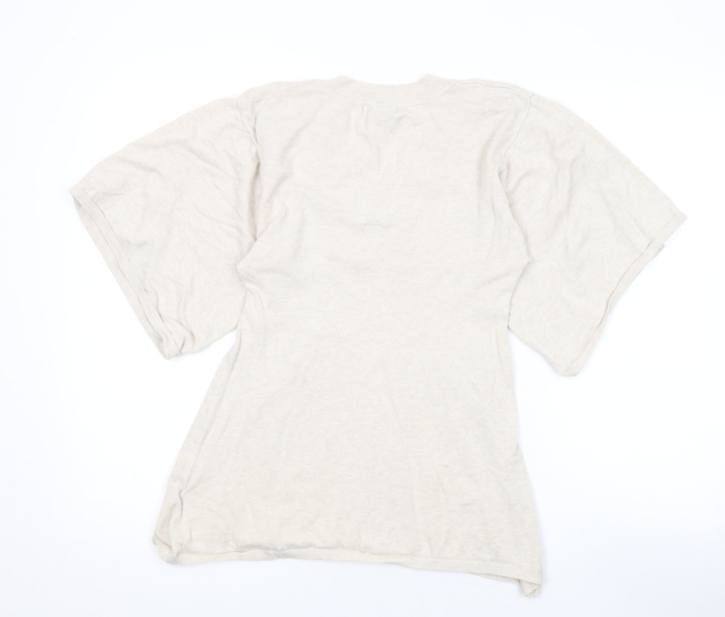 Love Knitwear Womens Beige V-Neck Acrylic Pullover Jumper Size 12