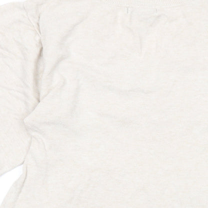 Love Knitwear Womens Beige V-Neck Acrylic Pullover Jumper Size 12