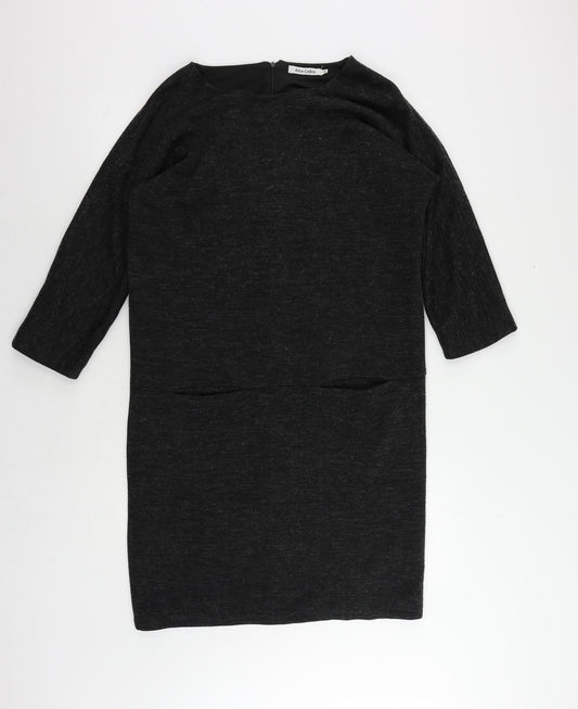 Alice Collins Womens Grey Acrylic Jumper Dress Size 12 Round Neck Zip - Pockets