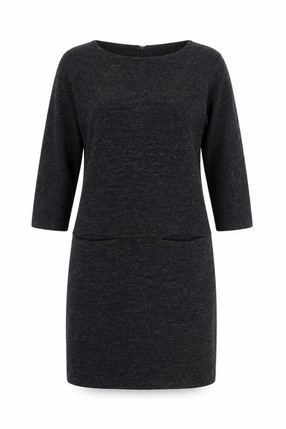 Alice Collins Womens Grey Acrylic Jumper Dress Size 12 Round Neck Zip - Pockets