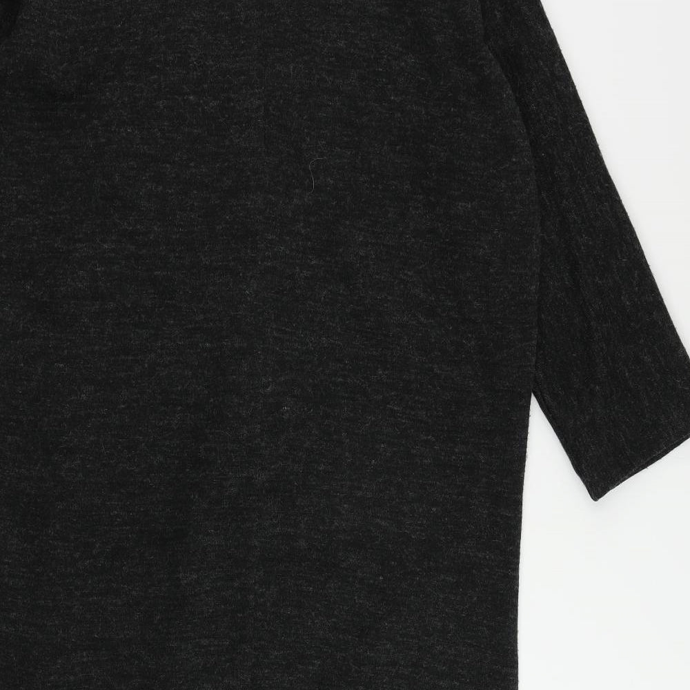 Alice Collins Womens Grey Acrylic Jumper Dress Size 12 Round Neck Zip - Pockets