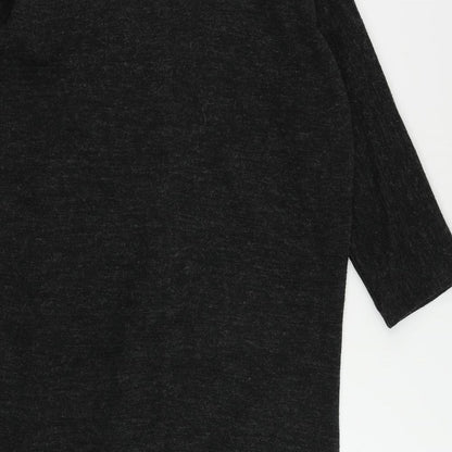 Alice Collins Womens Grey Acrylic Jumper Dress Size 12 Round Neck Zip - Pockets