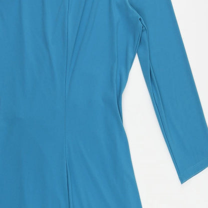 Damart Womens Blue Polyester Sheath Size 12 Round Neck Pullover - Ruched