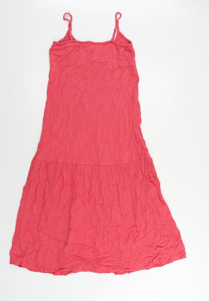 Marks and Spencer Womens Pink Viscose Slip Dress Size 6 Round Neck Pullover