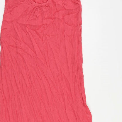 Marks and Spencer Womens Pink Viscose Slip Dress Size 6 Round Neck Pullover