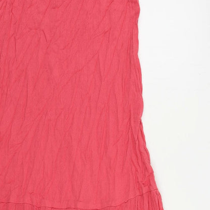Marks and Spencer Womens Pink Viscose Slip Dress Size 6 Round Neck Pullover
