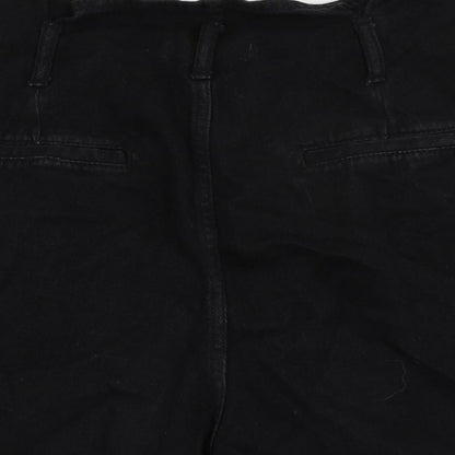 Denim & Co. Womens Black Cotton Paperbag Shorts Size 12 L4 in Regular Zip