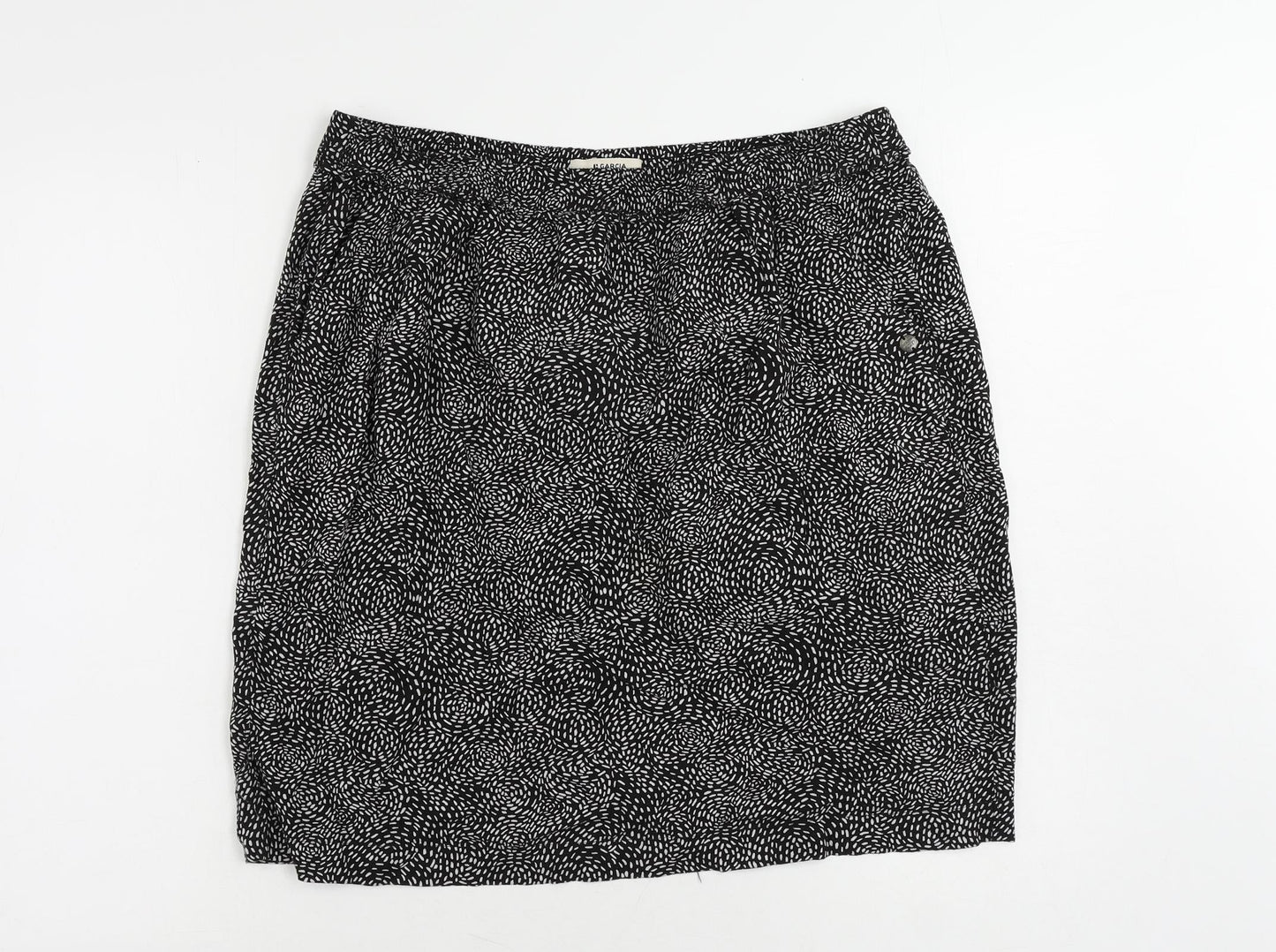 Q Garcia Womens Black Geometric Viscose Straight & Pencil Skirt Size XL - Pockets Elastic Waist