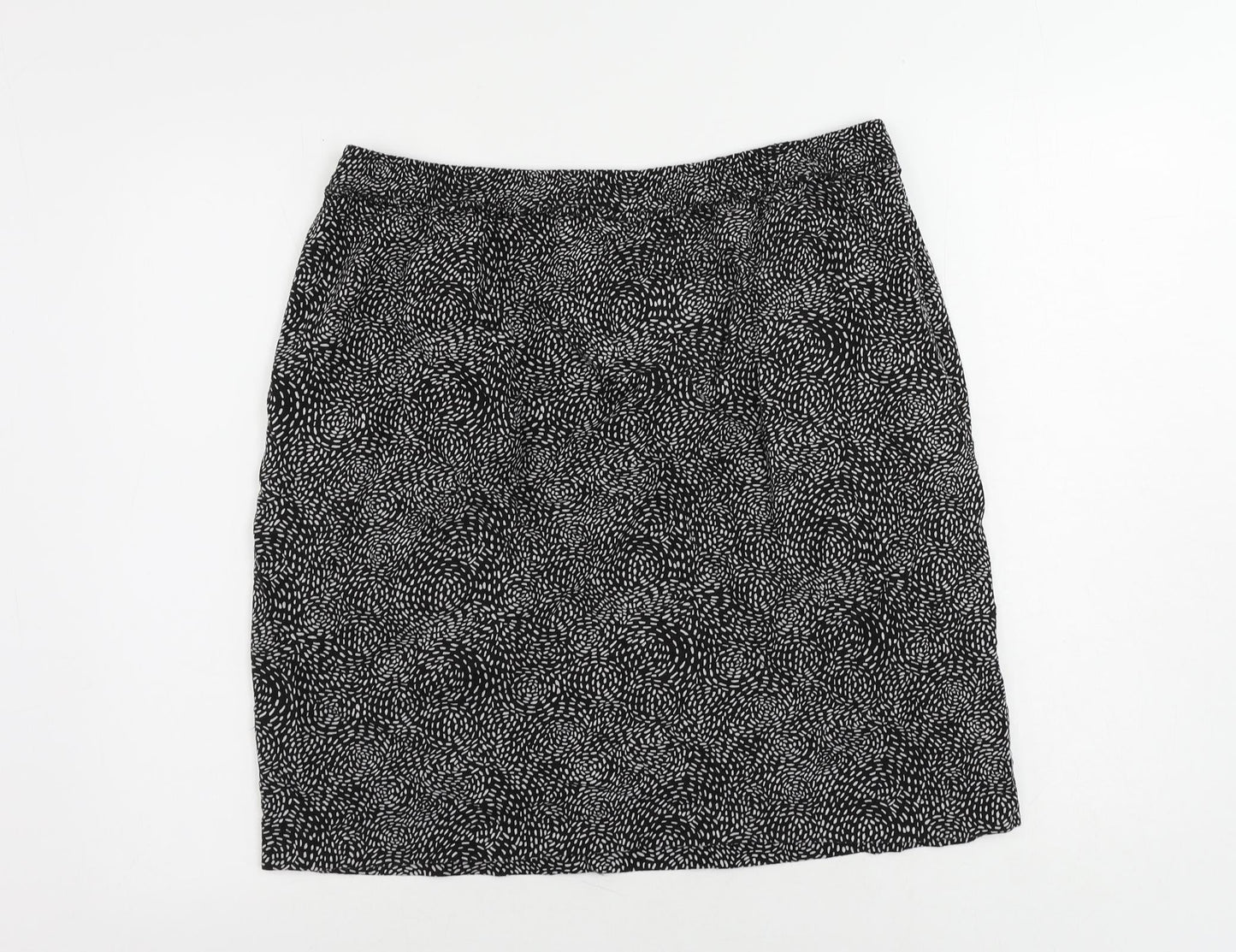 Q Garcia Womens Black Geometric Viscose Straight & Pencil Skirt Size XL - Pockets Elastic Waist